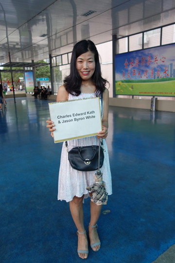 Julie greeting us at the train station