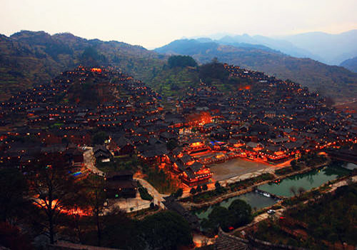The large Xijiang Miao ethnic village