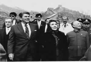 President Ronald Reagon of the United States is Visiting Great Wall of China